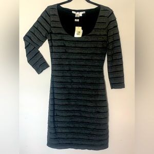 Max Studio Grey & Black stretch ruched layer dress. NWT. Size S.
